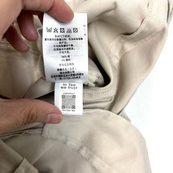 Ted Baker 3 Belted Trouser‎ Womens 8/10 Barrel Leg Ankle Belted Cuffed Tan FLAW - Picture 12 of 16